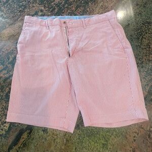 Stylish Red Striped Flat Front Men's Shorts